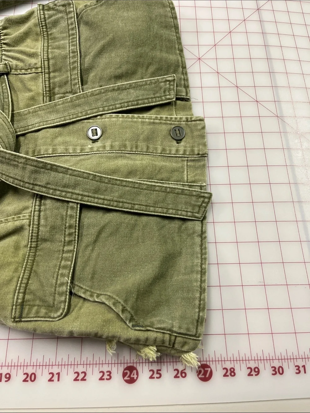 ANTHROPOLOGIE HEI HEI Modern Arty Ruffle Peplum Olive Utility Tie-Waist Jacket S